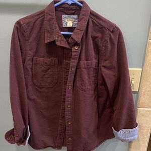 L.L. Bean Maroon brushed cotton Button Down Shirt